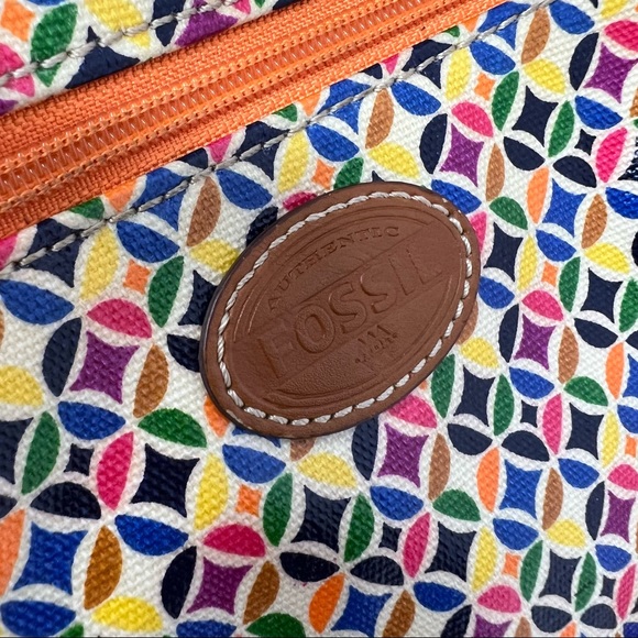 Fossil Keyper Crossbody Bag Coated Canvas Circle Geometric Multi Color Patterned - Picture 7 of 10